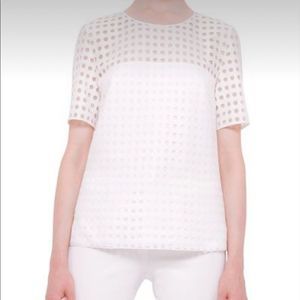 Akris Punto Mesh Dot Top in White Size: 6